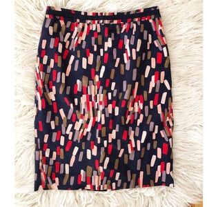 BODEN | Navy Cotton Pencil Skirt Red Dashes 6